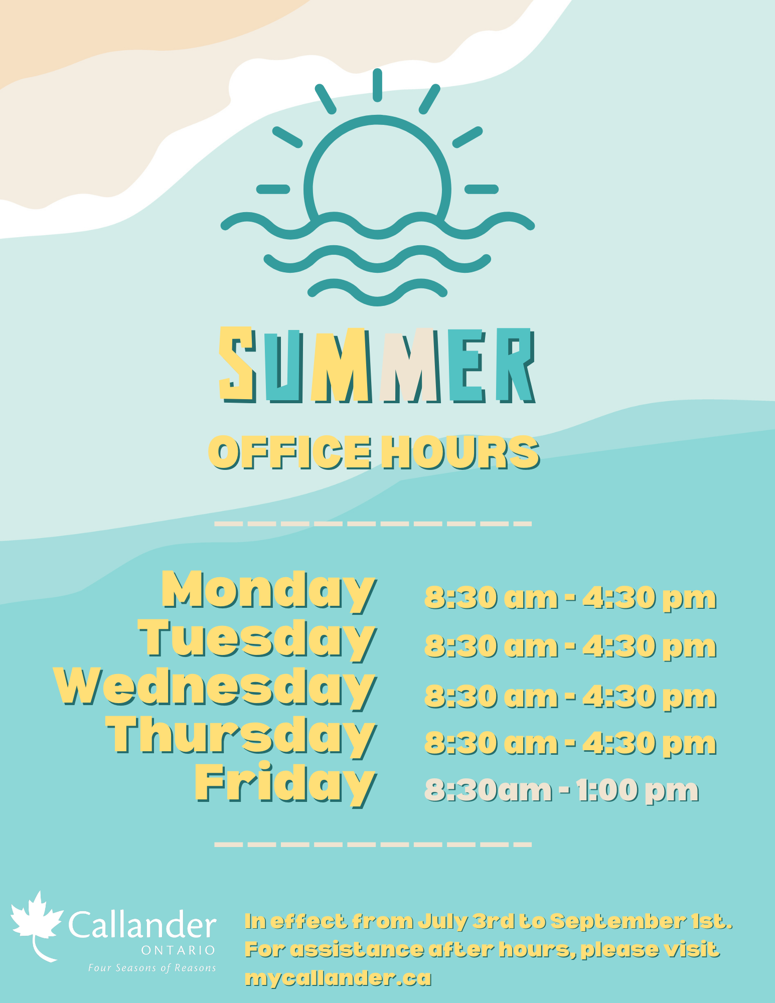 Summer Office Hours Begin | News & Alerts | Municipality of Callander